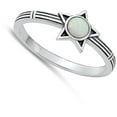 thumbnail image 4 of CHOOSE YOUR COLOR Star White Simulated Opal Promise Ring .925 Sterling Silver Band CZ Female Size 7, 4 of 4