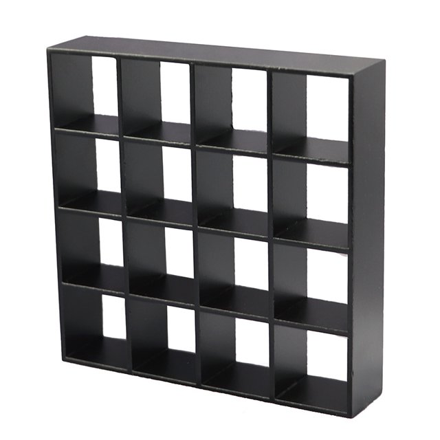 Estante de almacenamiento en miniatura con forma de casa de muñecas a escala 1:12, color negro, 16 u