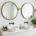 thumbnail image 7 of 24 Inch Black Round Wall Mirror with Metal Frame, Bathroom Round Mirror for Over Sink, Bathroom, Entryway, Bedroom, Vanity, 7 of 7