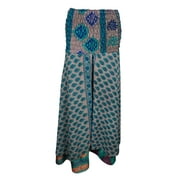 Mogul Womens Sundress Vintage Silk Sari Two Layered Sexy Long Skirt