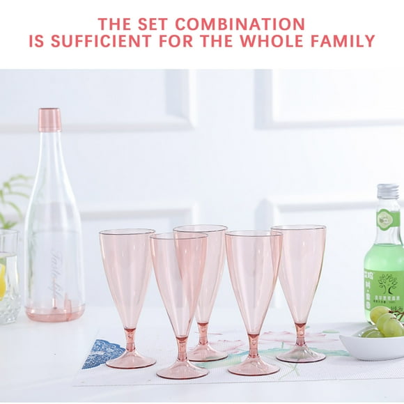 Iumwxz Coffee Cups Coffee Mugs Foldable Wine Glasses Set of 5 High Legged Wine Glass Set with Detachable Juices Cups Glass Cups Pink Plastic Hometrends