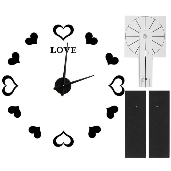 Yunxwd Horloge Murale innovante Bricolage Horloge Murale Acrylique Miroir Surface Autocollant Mural Horloge pour la décoration de la Maison(Le Noir)