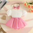 thumbnail image 6 of Valentines Baby Girl Outfit Short Sleeve Heart Embroidery Romper Tutu Dress with Bow Headband Set Cute Baby Girl Outfit Baby Girl Outfits 0-3 Months, 6 of 9