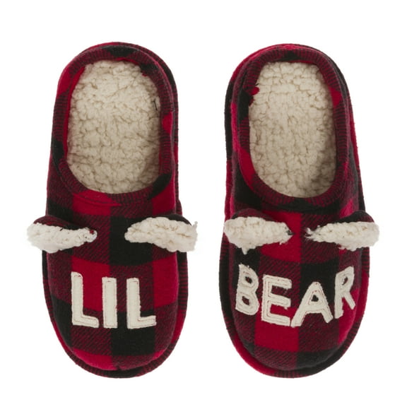 Dearfoams Kid's Buffalo Check Lil Bear Clog Slipper