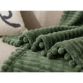 thumbnail image 4 of Cozy Plush Fleece Throw 51x63 Inch, Olive Green Pompom Fringe Blanket for Couch Bed, 4 of 5