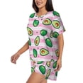 thumbnail image 3 of Womens Pajama Sets With Pocket, Cute Avocado Pink Stripe Lounge Sets Short Sleeve Sleepwear PJ Sets for Women, 3 of 6