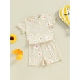 thumbnail image 5 of AceBaby Toddler Baby Girl Summer Outfit Daisy Print T-Shirt and Short 2Pcs Clothes Set for Kids at 0-5Y, 5 of 9