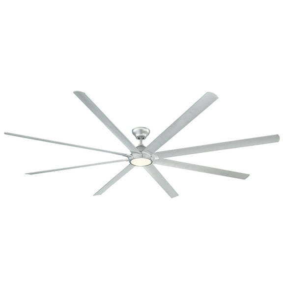 Hydra Indoor and Outdoor 8-Blade Smart Ceiling Fan 120in Titanium with 3000K LED Light Kit and Wall Control