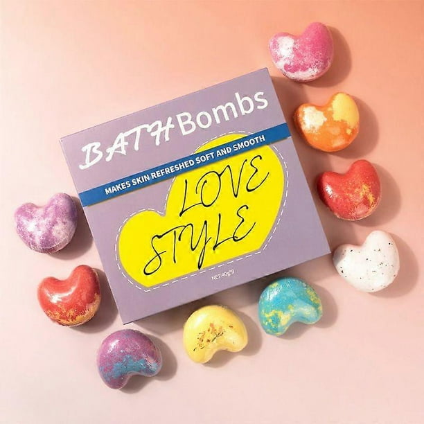 Love bath salt ball set 40g*9 bath balls Bath net celebrity heart-shaped bubble bath ball