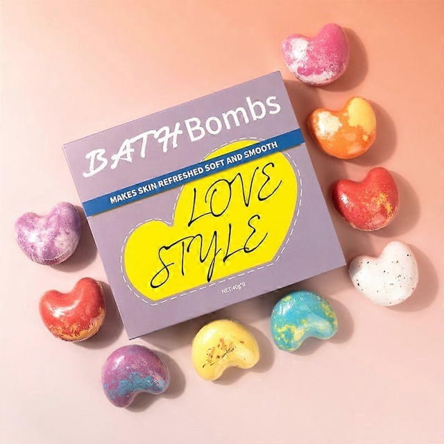Love bath salt ball set 40g*9 bath balls Bath net celebrity heart-shaped bubble bath ball
