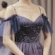 thumbnail image 3 of Gibobby Vestidos de noche largos elegantes Vestido formal de tul azul con hombros descubiertos(Azul,X-CH), 3 of 5