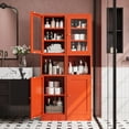 thumbnail image 3 of 67"H Tall Narrow Bathroom Storage Cabinet, Metal Cabinet, Orange Floor Cabinet,Skinny Storage Cabinets with 4 Adjustable Shelves,Slim Tall Floor Cabinet,Thin Bathroom Storage Cabinet for Living Room, 3 of 14