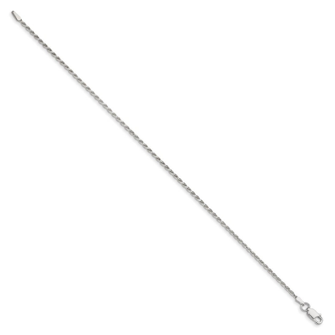925 Sterling Silver 1.7mm Sparkle-Cut Rope Chain Anklet 10 Inch Anklet for Women and Men - 2.7 Grams