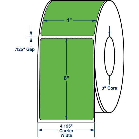 Compulabel 520240, 4" x 6" Green Direct Thermal Labels