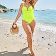 thumbnail image 7 of QURATI Swimwear Women'S V Neck Swimsuit Adjustable Spaghetti Straps Bathing Suit Swimwear Yellow XL, 7 of 7