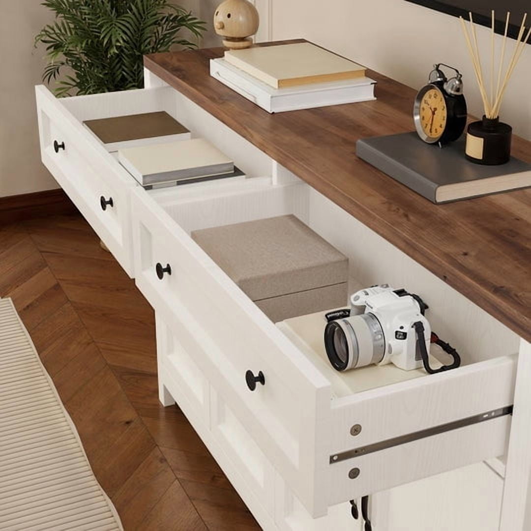 Aiho Storage Cabinet with Drawers, Kitchen Freestanding Floor Cabinet with Doors, 15.7 x 55.1 x 35.3 Inches, Adjustable Shelf, for Kitchen, Living Room, Kitchen- Retro Desktop