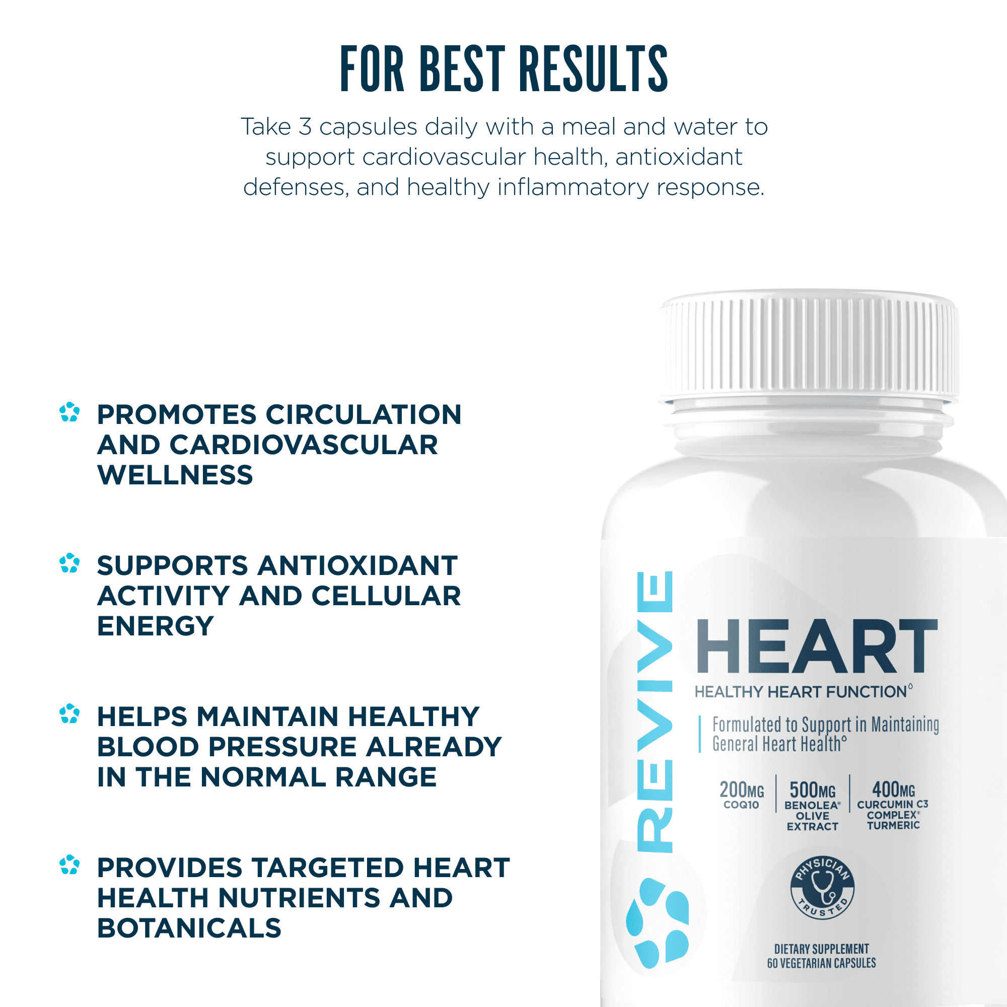 Revive MD Heart Support Dietary Supplement Capsules, 60 Capsules