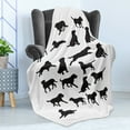 thumbnail image 4 of Labrador Soft Flannel Fleece Blanket, Black Silhouettes of Pets in Various Positions Friendly Playful Dog Breed, Cozy Plush for Indoor and Outdoor Use, 50" x 70", Charcoal Grey White, by Ambesonne, 4 of 5