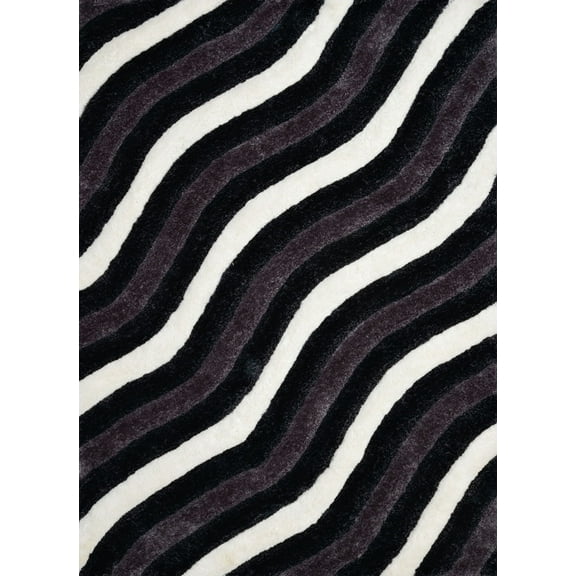 United Weavers Finesse Area Rug 2100-20470 Showers Black Waves Stripes 5' 3" x 7' 2" Rectangle
