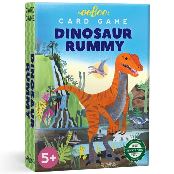 eeBoo: Dinosaur Rummy Playing Card Game - Kid Friendly Version of Gin Rummy, Kids & Family Ages 5