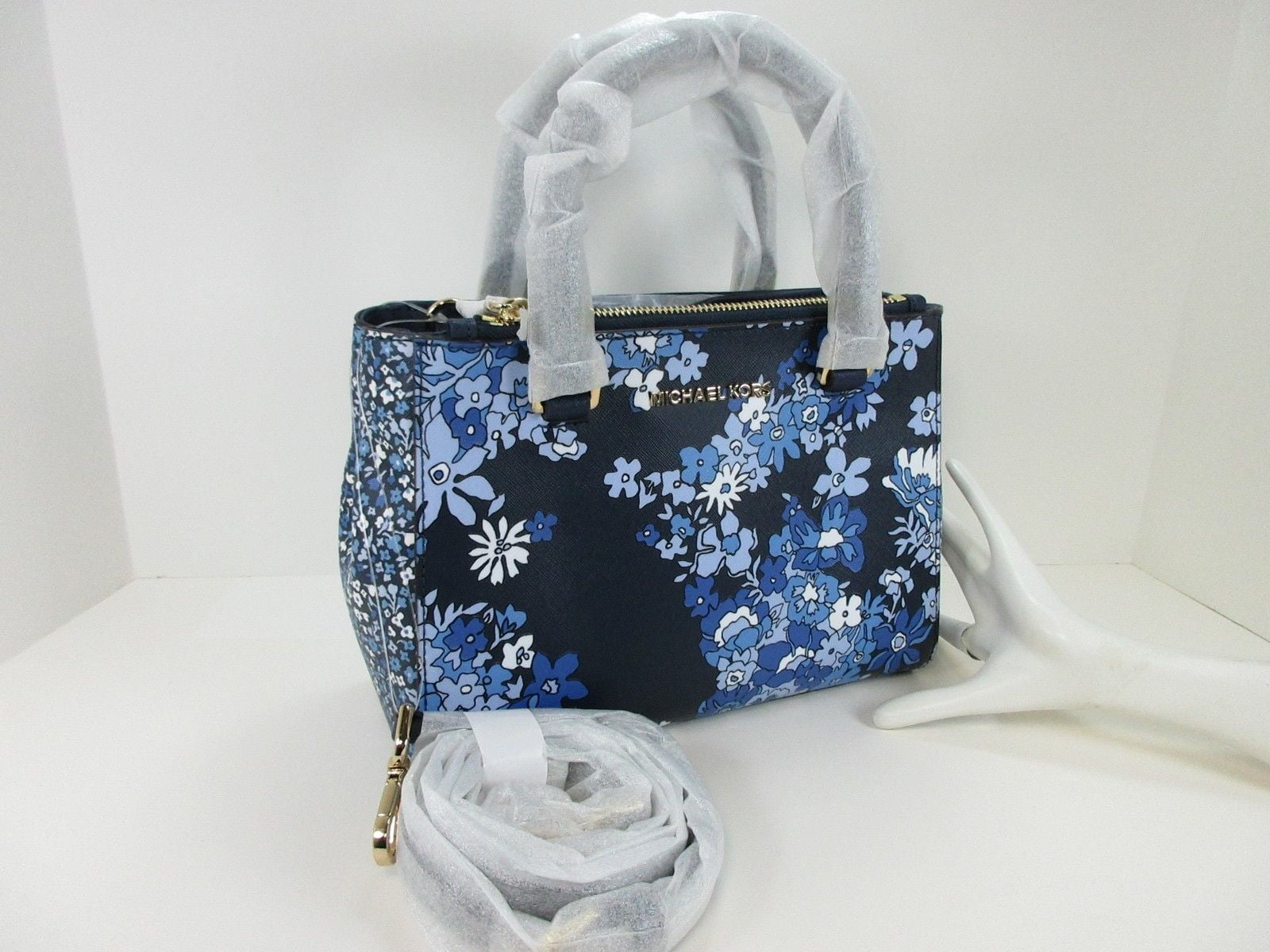 navy floral bag