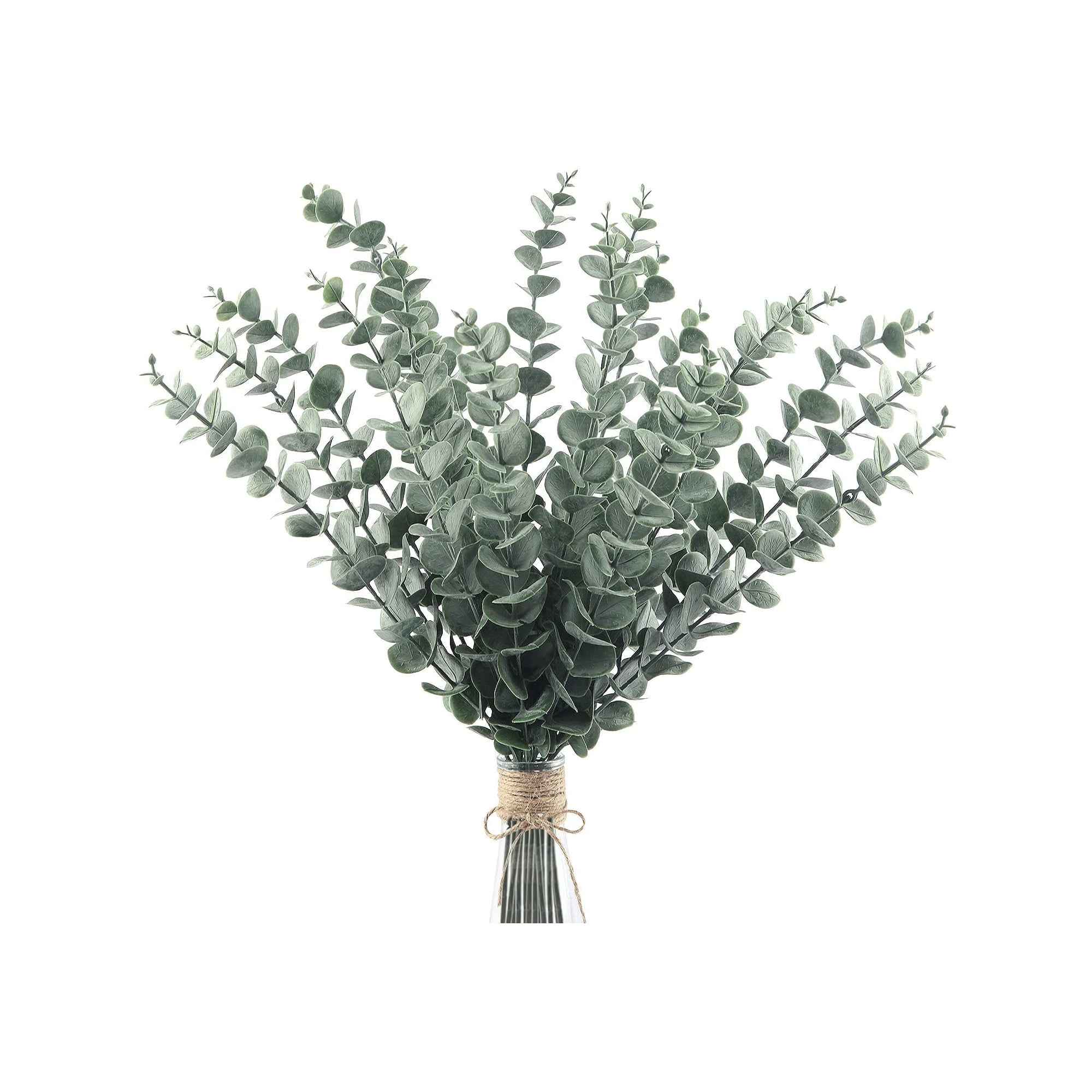 Viworld 12pcs Eucayptus Stems Real Touch Leaf Fake Greenery Decor