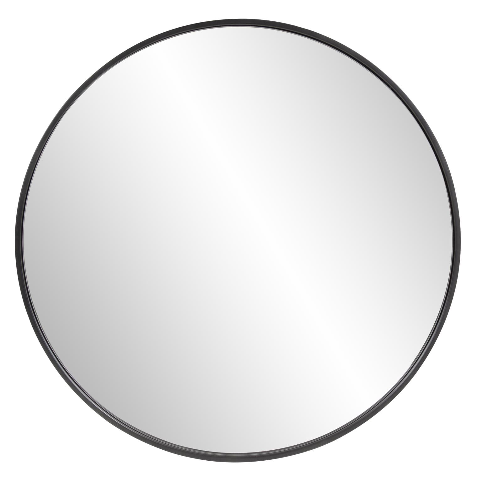 Tyler Dillon Brushed Black Round Stainless Steel Framed Vanity Mirror - 30"D