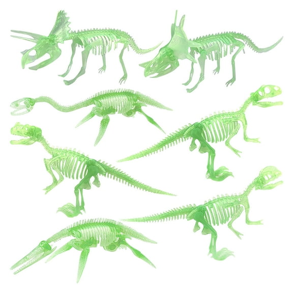 SIYTUAU Glow In Dark Dinosaur Skeleton Model Diy Building Kit 7 Piece Set Simulation Animal Figure Educational Science Toy For Kids Paleontology Decor