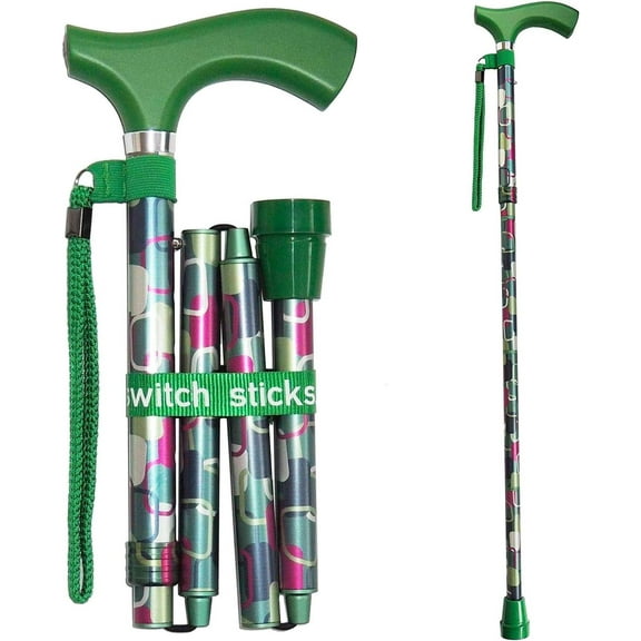 Switch Sticks Vienna Print Aluminum Folding Cane 32 to 37 Inch Height