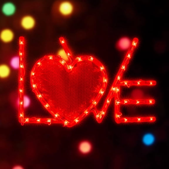 50L Valentine Lights Love, Valentine's Day Window Silhouette Decoration