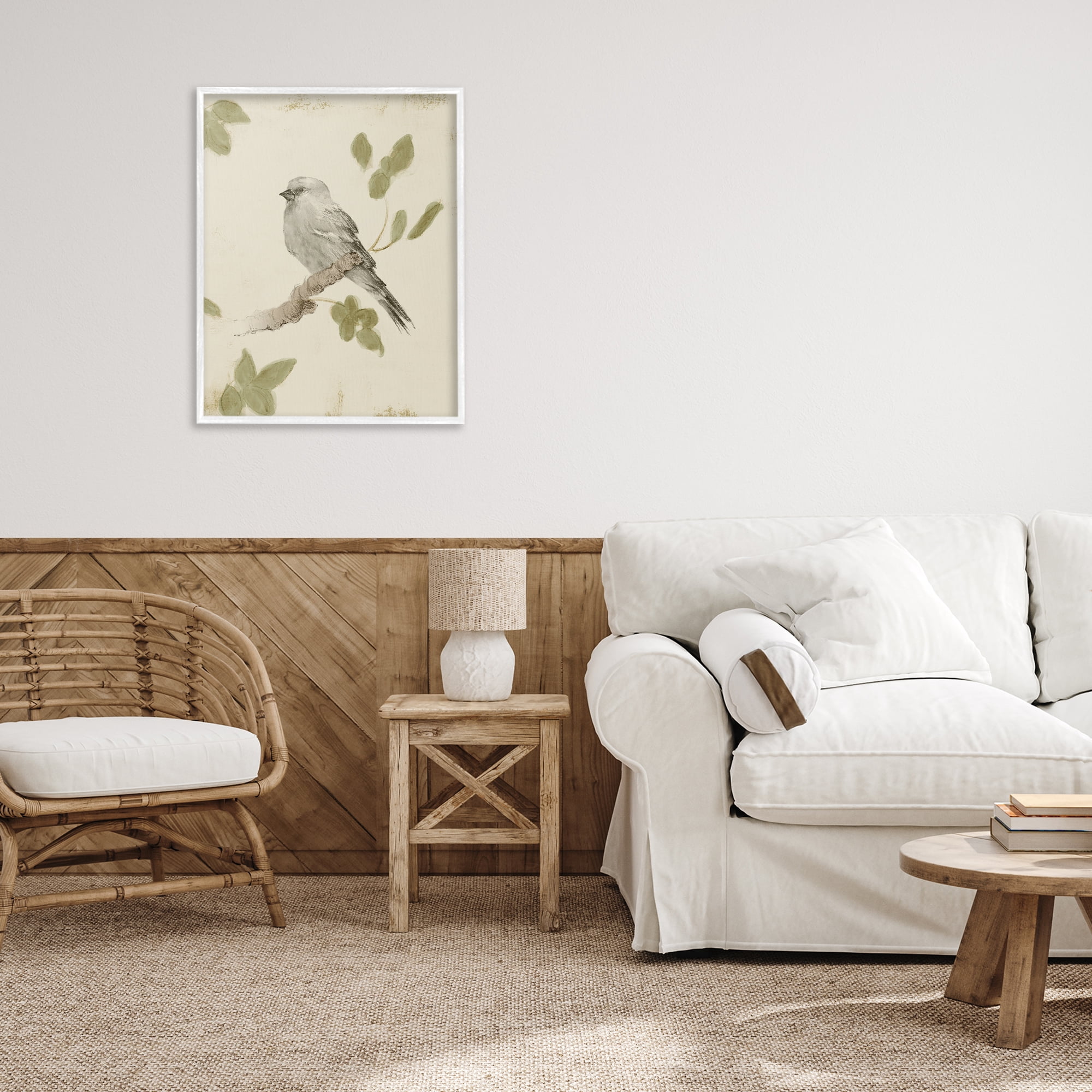 Stupell Industries Bird Scene on Neutral White Framed Giclee Art, design by Lanie Loreth
