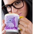 thumbnail image 2 of 3drose, Cute Purple Dolphin Purple Ocean, 11oz Two-tone Yellow Mug, 2 of 6
