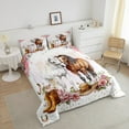thumbnail image 4 of Erosebridal Animal Horse Bedding Twin Comforter Set,Western Cowgirl Down Comforter,Pink Flower Bedding Sets Twin with Comforter,Lightweight Female Bedroom Decor,Reversible,2-Piece, 4 of 8
