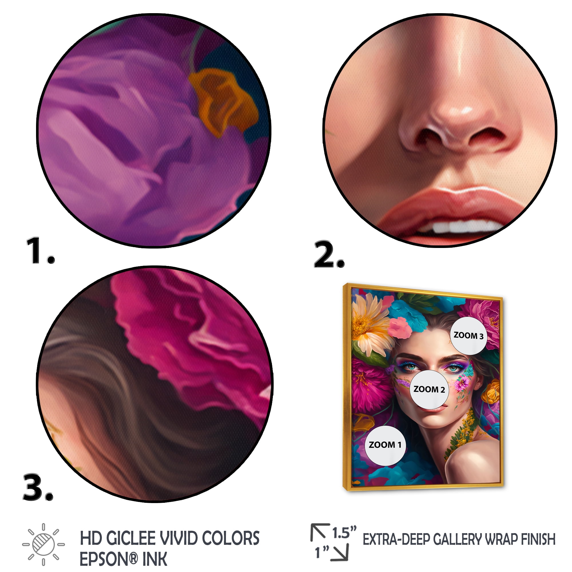 Designart Floral Sensual Woman Portrait VI Floating Frame Wall Art