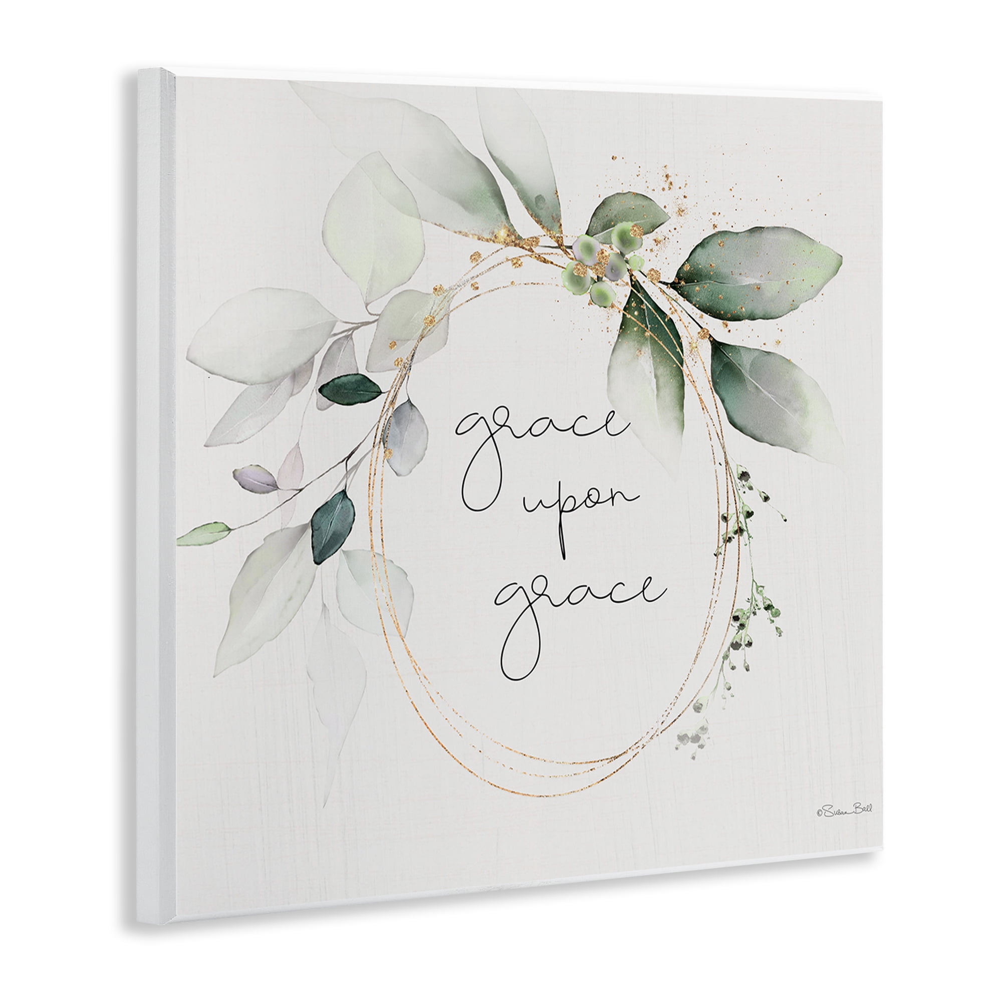 Stupell Industries Grace with Soft Leaves Botanical & Floral Painting Unframed Art Print Wall Art, 12 x 12