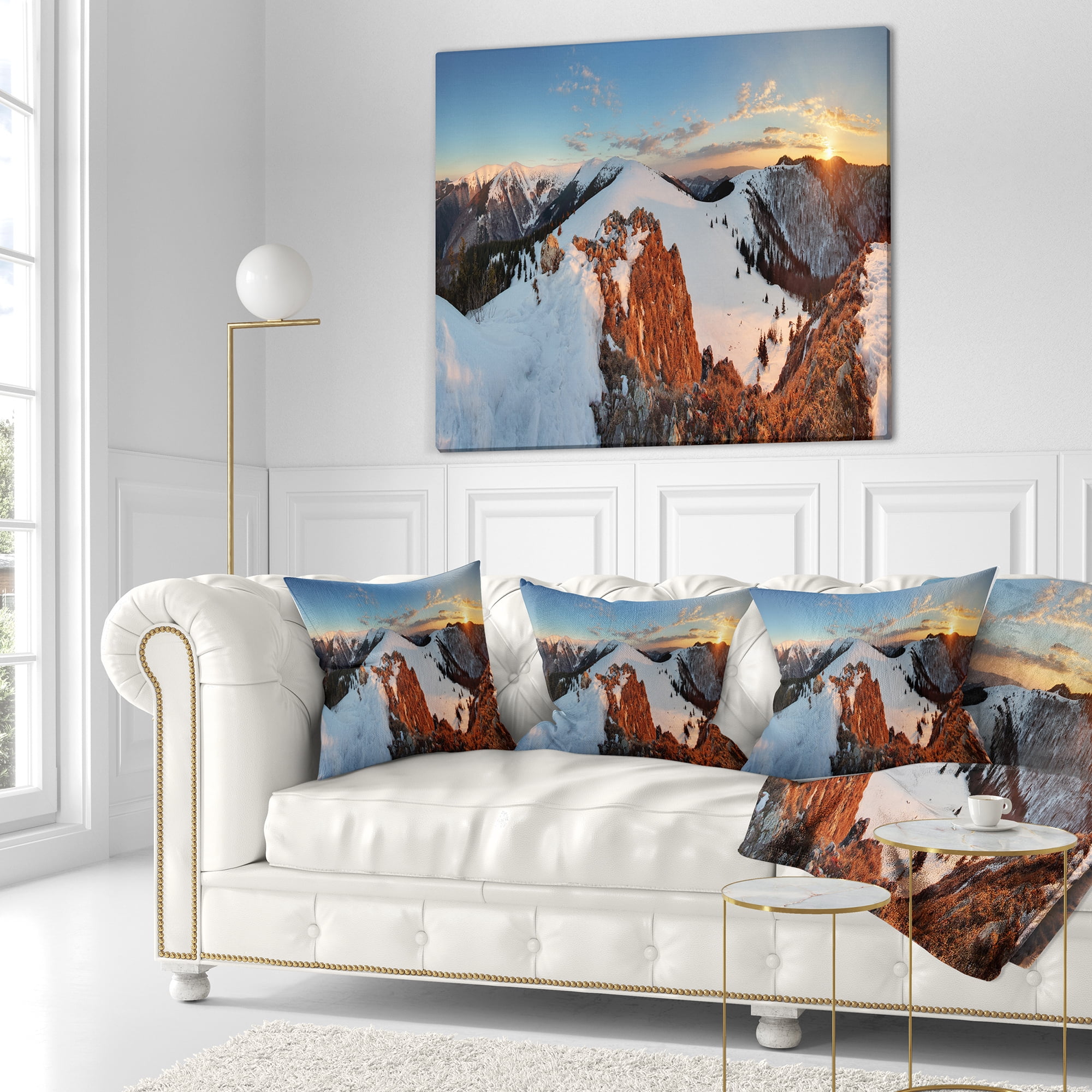 Designart Slovakia Frozen Landscape Panorama - Landscape Printed Throw Pillow - 18x18