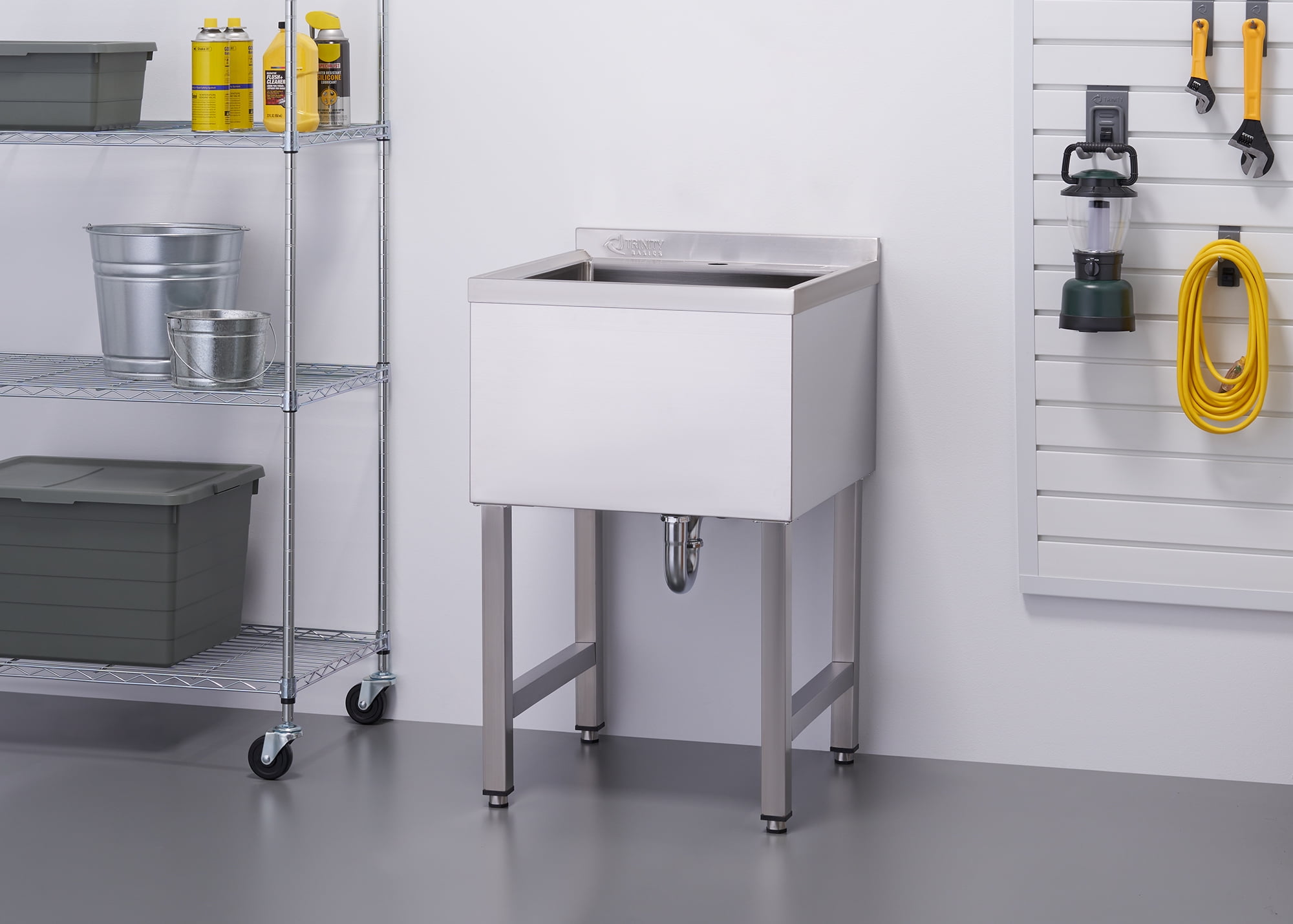 TRINITY BASICS EcoStorage® | 18x16x13 Basin | Stainless Steel Utility Sink | NSF | Chrome