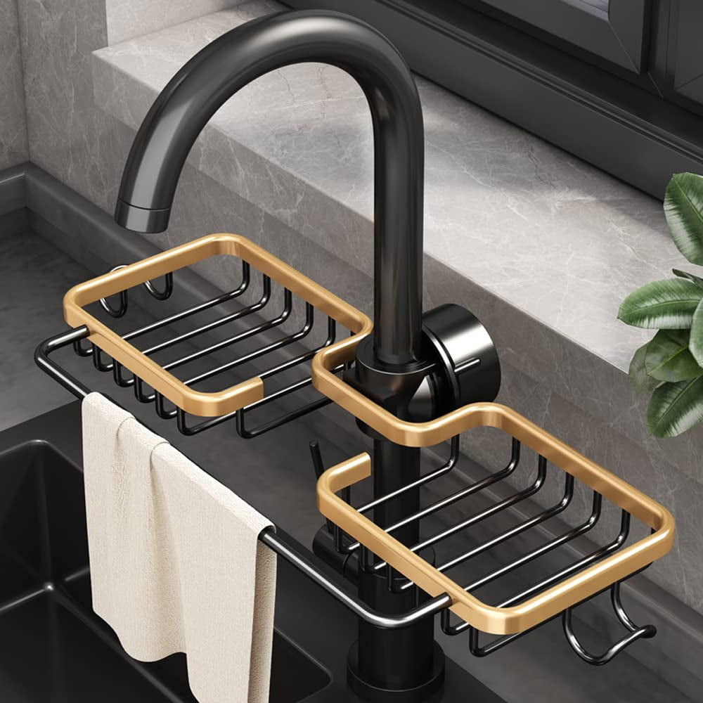 1pc Kitchen Sink Hanging Organizer Rack For Dish Cloth, Soap Dispenser,  Scrubber, And More