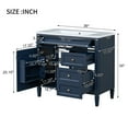 thumbnail image 5 of 36" Bathroom Vanity Sink, Ceramic Vanity Cabinet with Ceramic Sink and Tip-out Drawers, Freestanding Bathroom Vanity Cabinet Sink Base Vanities for Bathroom Home Improvement, Blue, 5 of 7