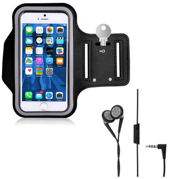 Headphones Wired Earphones w Sports Running Armband for Samsung Galaxy S10 Plus - Handsfree Mic 3.5mm Headset, Gym Workout Case Cover W8K