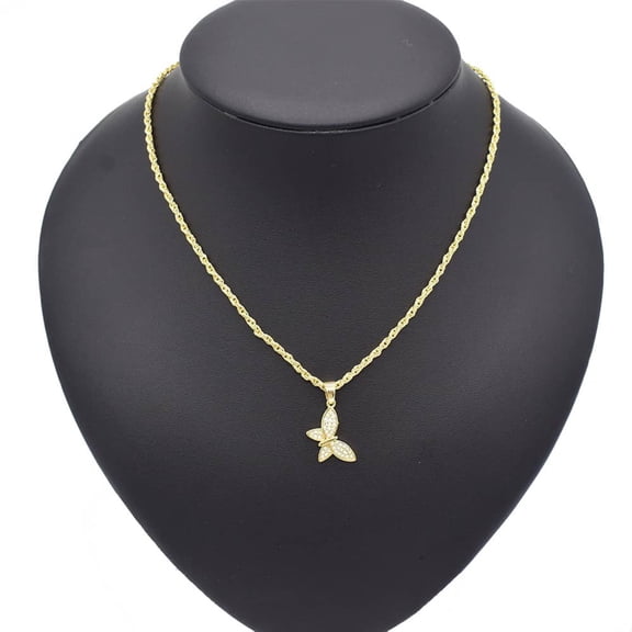 JoeytheJewelryNY 18k Layered Real Gold Filled butterfly pendant charm with necklace chain 18 inches #19