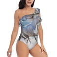 thumbnail image 3 of Honeii Horses Running Through The Water for women's one-piece swimsuit featuring a chic one-shoulder design experience elegance and style in the water-Large, 3 of 6