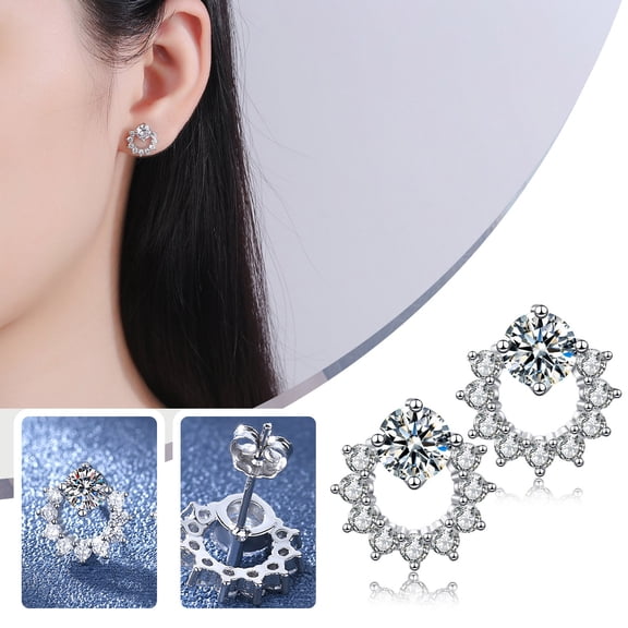 HmNPlay Sunflower Zircon Stud Earrings for Women, Dainty Crystal Flower Hypoallergenic Lightweight Jewelry Gift for Her, Aesthetic Statement Earring for Valentine's Day Birthday Wedding Party