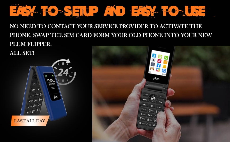 Unlocked Flip Phone 4G LTE - Plum Flipper D280 - Black
