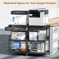 thumbnail image 2 of POAO Large Printer Stand with Storage Drawer,3-Tier Rolling Cart with Industrial Wheels for Desk, 5 Adjustable Shelf Mobile Printer Table,Black, 2 of 8