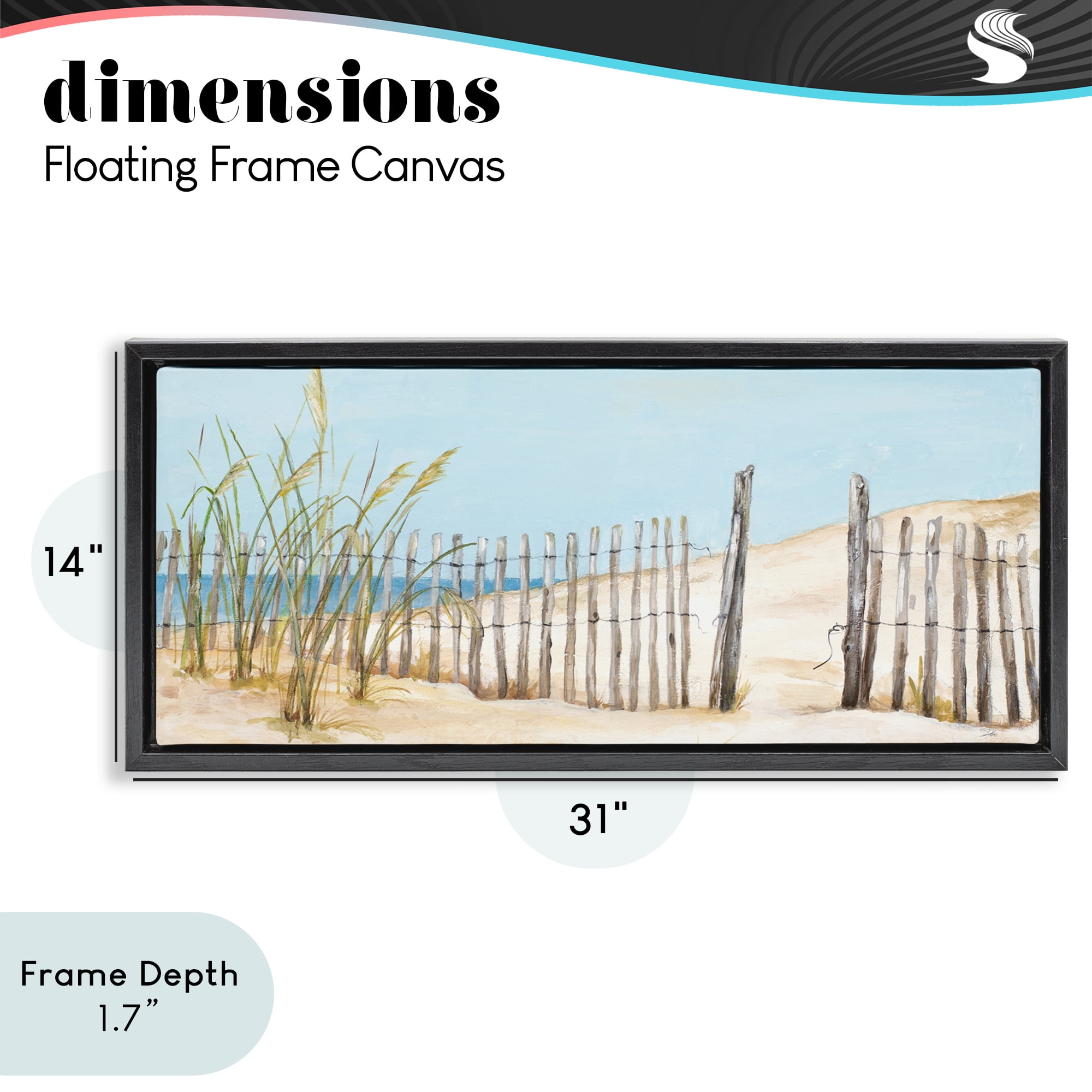 Stupell Industries Beach Fence Opening Black Framed Floater Canvas Wall Art, design by Patricia Pinto