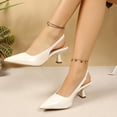 thumbnail image 4 of Shrysg Women's Kitten Heel Slingback Low Pumps Casual Pointed Toe Slip On Shoes Elegant Dressy Bridal Wedding Party Shoes Beige, 4 of 9