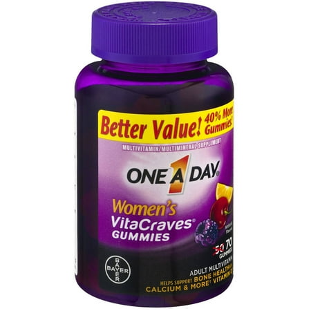 One A Day VitaCraves femmes multivitamines gélifiés Fruit, 70 CT (Pack de 4)