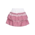 thumbnail image 3 of TSSOE Women's Lace Tiered Ruffle Mini Skirt A Line Flared Elegant Short Cake Skirts Party Clubwear Red S/2, 3 of 7
