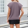 thumbnail image 5 of Short Sleeve Sweater for Women V Neck Trendy Summer Tops 2026 Beach Vacation Clothes Travel Business Casual Outfits Purple Pink XL, 5 of 8